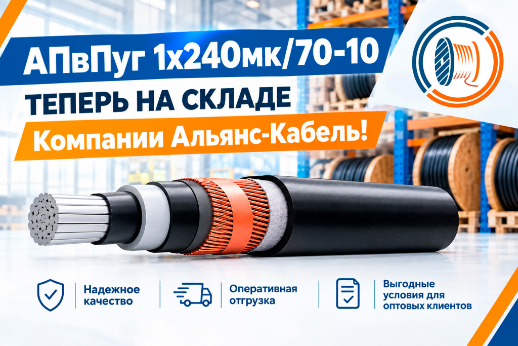 АПвПуг 1х240мк/70-10 – теперь на складе Компании Альянс-Кабель!