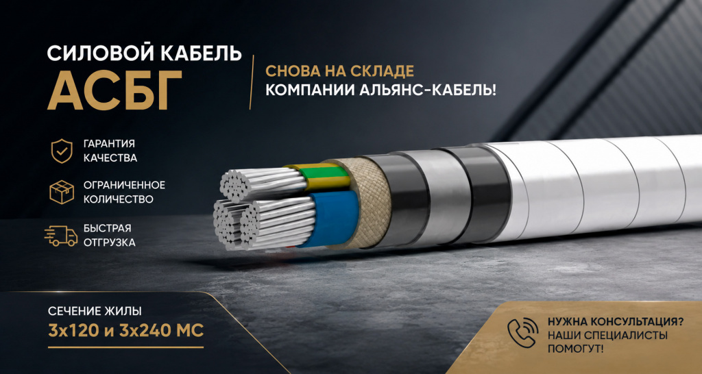 Cиловой кабель АСБГ снова на складе Компании Альянс-Кабель!